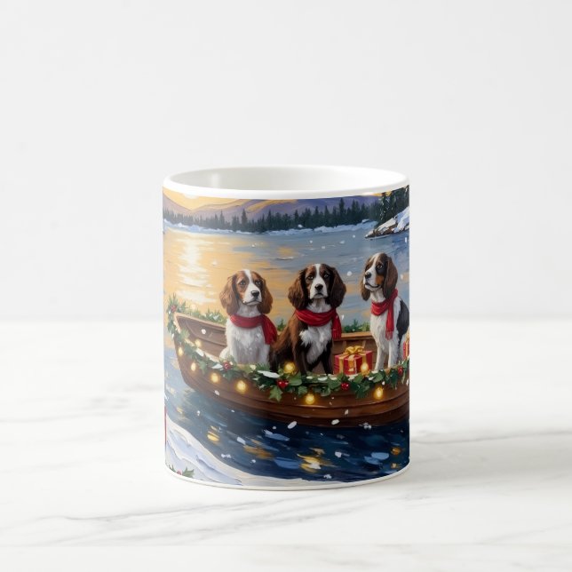 Mug Brittany Spaniel Christmas Boat Holiday (Centre)