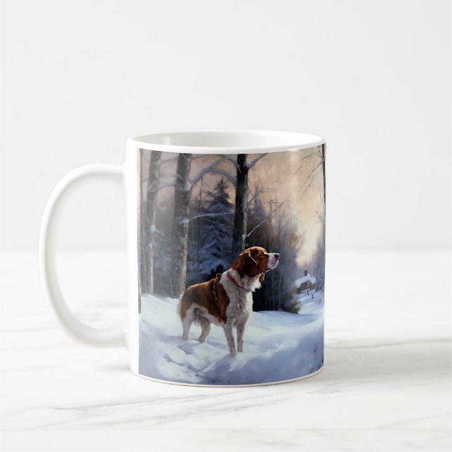 Mug Brittany Spaniel Laissez Neige Noël (Gauche)