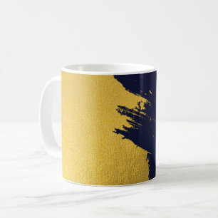 Mug Brochures Faux Gold avec Arrière - plan bleu marin