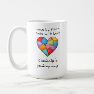 Mug Broderie Cœur Patchwork Coloré Couture