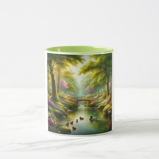 Mug Brook de printemps avec canards/fleurs (Centre)