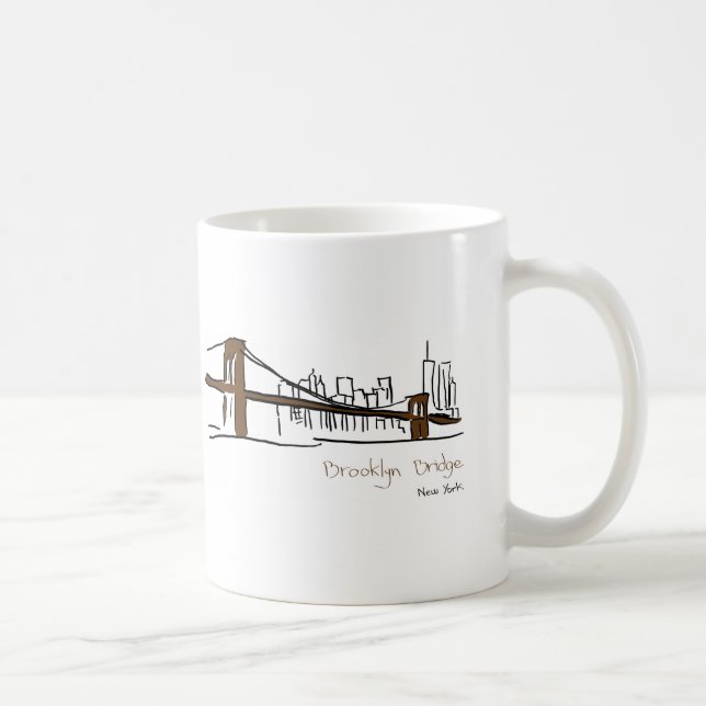 Mug Brooklyn bridge New york illustration au trait (Droite)