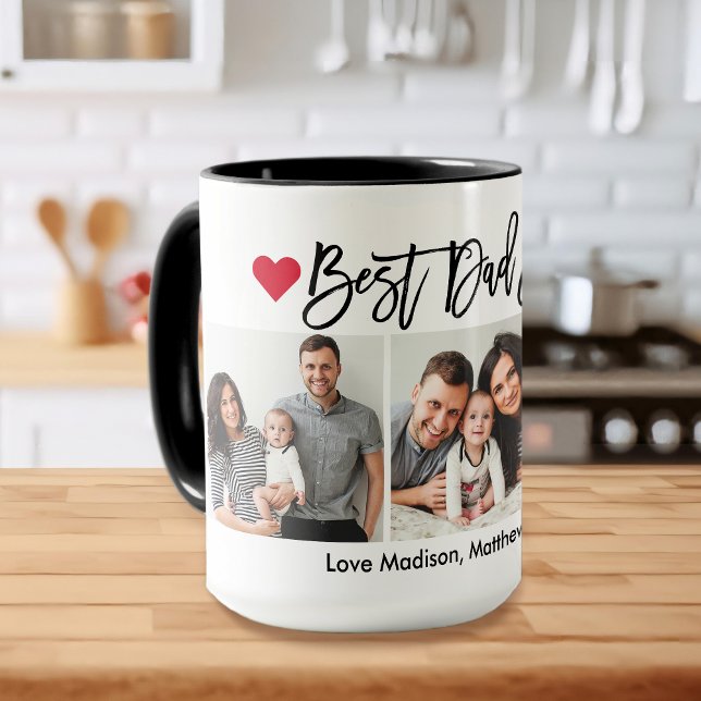 Mug Brosse moderne Coeurs de script 3 photo Meilleur p (Customize to change your personalized text size or text style.)