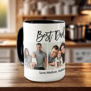Mug Brosse moderne Script 3 photo Meilleur papa jamais