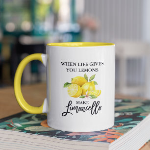 Mug Brosse Script Aquarelle Citrons Limoncello Jaune