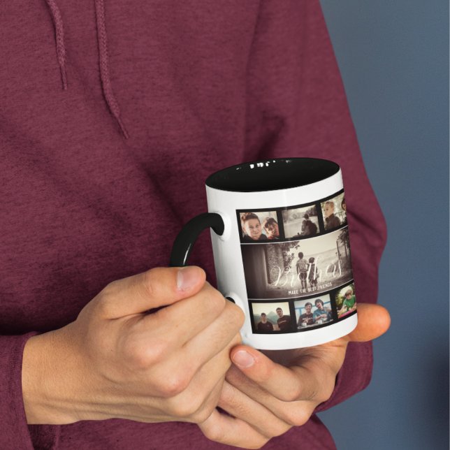 Mug Brother moderne Meilleurs amis Dark Photo Collage (Créateur téléchargé)