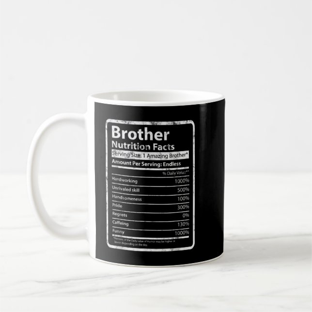 Mug Brother Nutrition Facts Fête des pères Cadeau pour (Gauche)