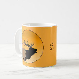 Mug Brouillonnant Bull Elk au coucher du soleil Art or