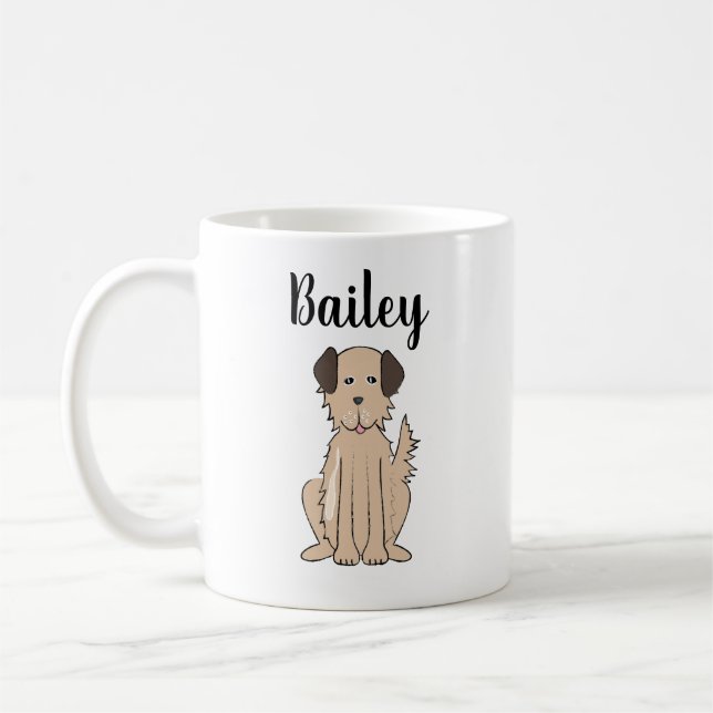 Mug Brown Fluffy Chien Cute Calligraphie Animaux Perso (Gauche)