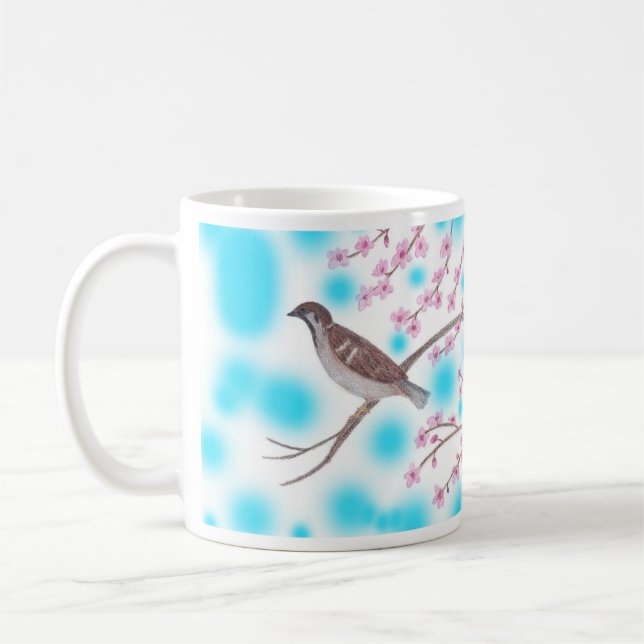 Mug Bruant des cerisiers en fleurs Arbre Ciel Muettes (Gauche)