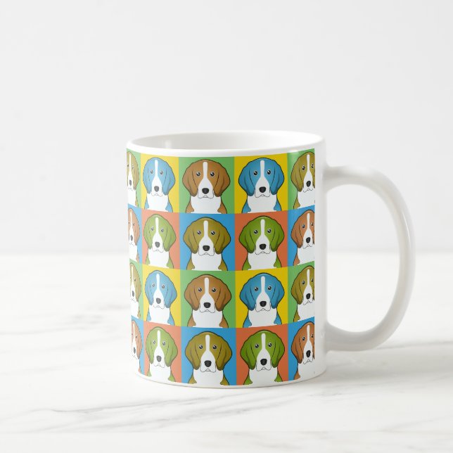 Mug Bruit-Art de bande dessinée de chien de fox-hound (Droite)