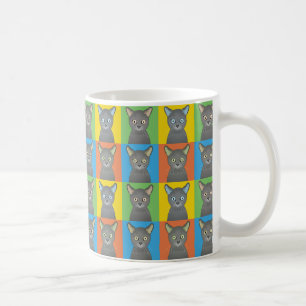 Mug Bruit-Art russe de bande dessinée de chat bleu