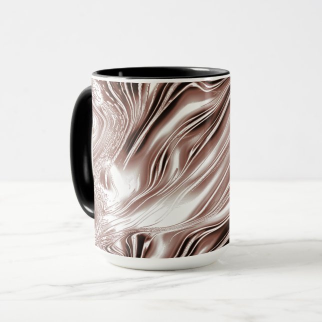 Mug Brun brillant long traces ondulées sur arrière - p (Devant gauche)