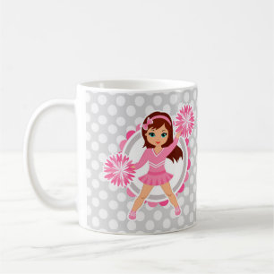 Mug Brune rose de pom-pom girl - acclamation mignonne