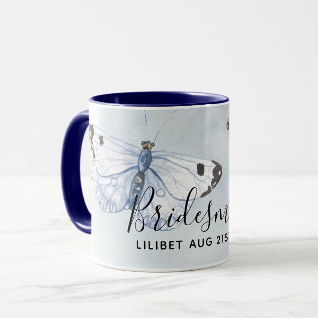 Mug BUDGET Bridesmaid Parti de mariage Dons BUTTERFLIT (Devant gauche)