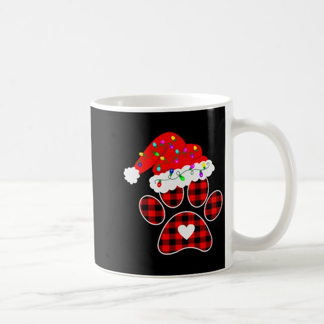 Mug Buffalo Plaid Christmas Paw Dog With Santa Hat &am (Droite)