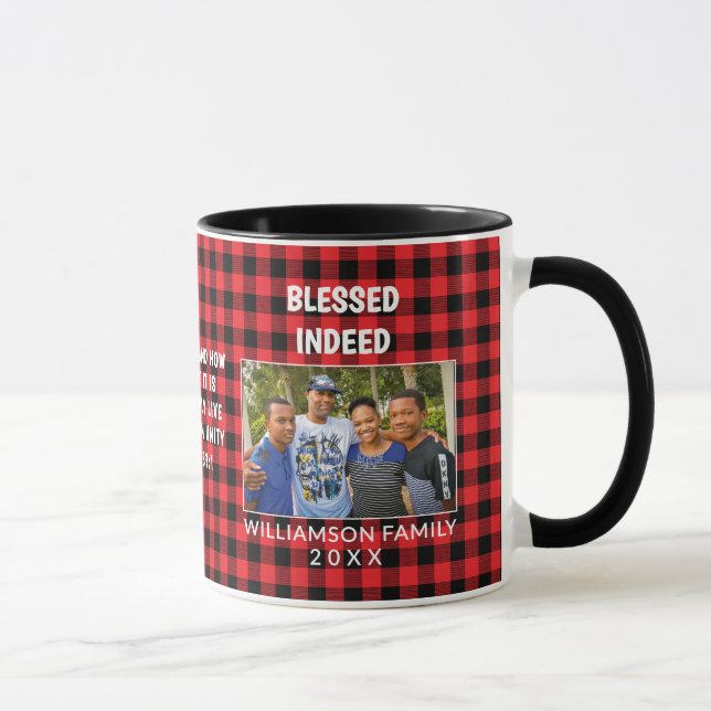 Mug Buffalo Plaid Famille chrétienne Noël (Droite)