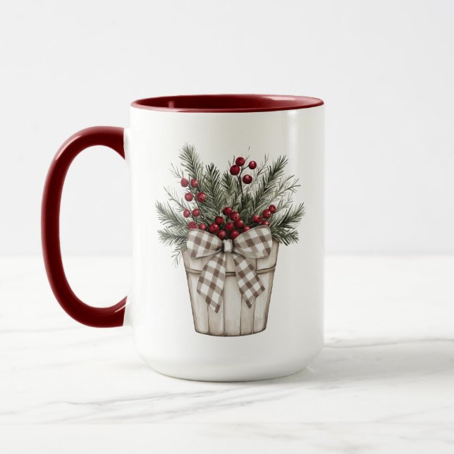 Mug Buffalo Plaid Pays Noël Personnalisé (Gauche)