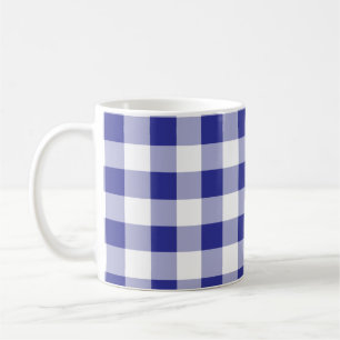 Mug Buffle bleu et blanc Plaid Motif tendance