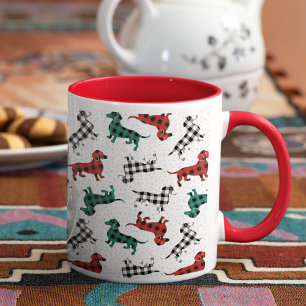 Mug Buffle de Noël Plaid Dachshunds Café