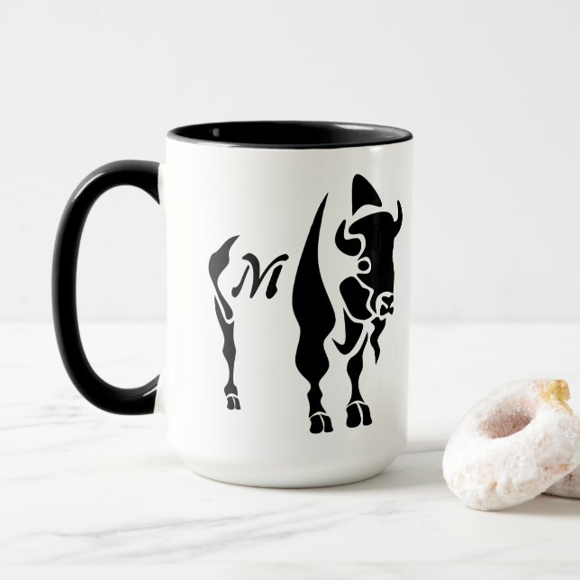 Mug Buffle noir silhouette (Avec donut)