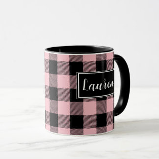 Mug Buffle rose Personnalisé Vérifier la Musique Plaid