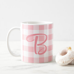 Mug Buffle rose Plaid Musique avec Monogramme initial