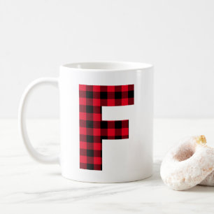 Mug Buffle rouge et noir plaqué Gras Lettre F Monogram