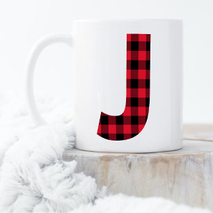 Mug Buffle rouge et noir plaqué Lettre gras J Monogram