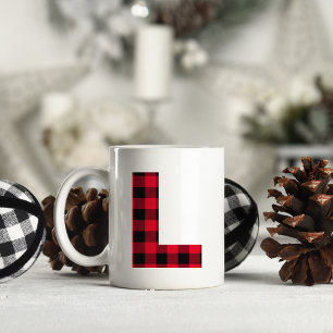 Mug Buffle rouge et noir plaqué Lettre gras L Monogram