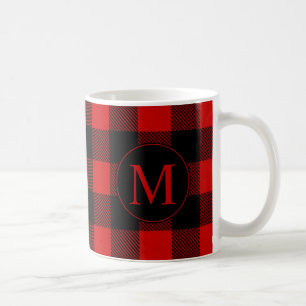 Mug Buffle rouge rustique plaqué avec Monogramme perso