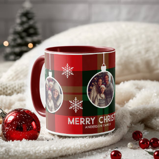 Mug Buffle rouge vert Plaid Chèque photo Noël