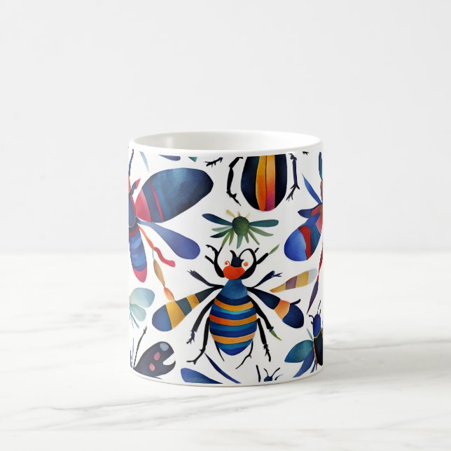 Mug Bugs Colorés Insectes Whimsical Art (Centre)