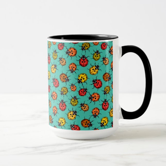 Mug Bugs colorés sur turquoise (Droite)