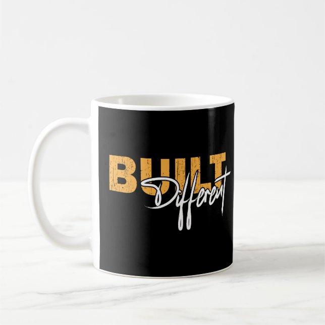 Mug Built Different Bold Motivational Typography Des (Gauche)