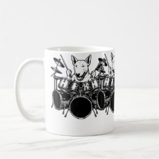 Mug Bull Terrier Anglais Jouant de la Batterie Chien B