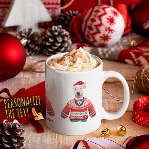 Mug Bull Terrier portant un pull moche Noël amateur de