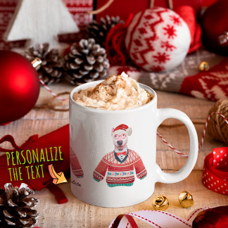 Mug Bull Terrier portant un pull moche Noël amateur de