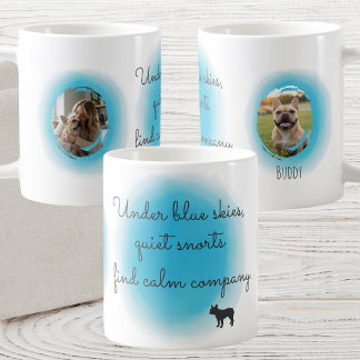 Mug Bulldog français bleu pastel aquarelle - Sur mesur