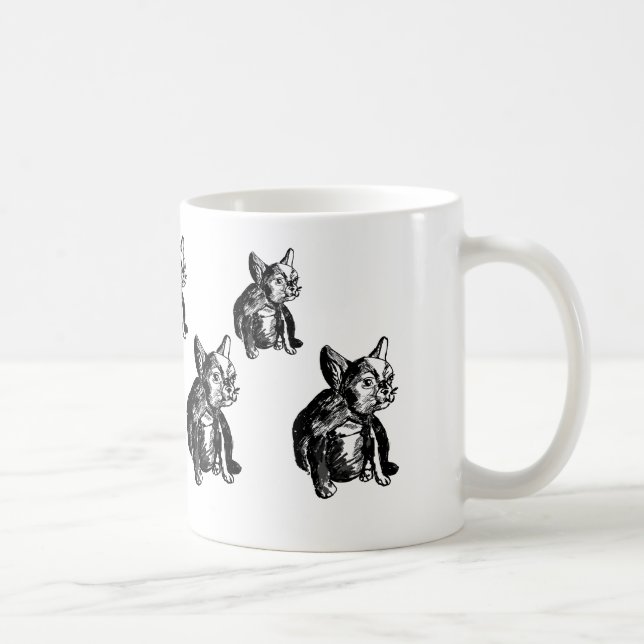 Mug Bulldog Français Chien Chien Chien Chien Tiré Art  (Droite)