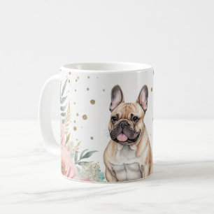 Mug Bulldog français Whimsical avec des accents florau