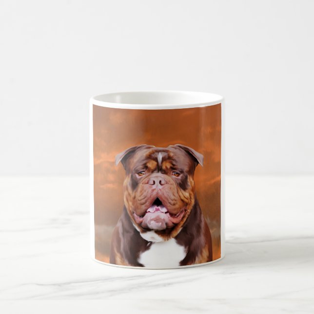 Mug Bulldog Watercolor Art Portrait (Centre)