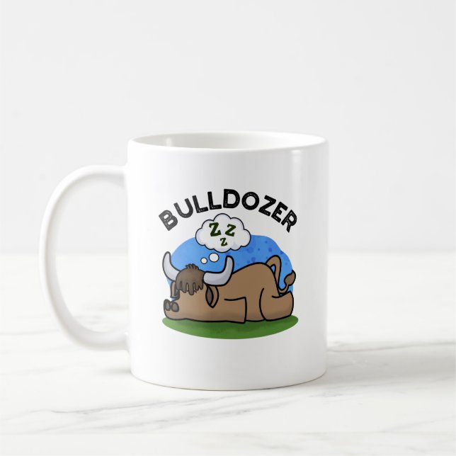 Mug Bulldozer Funny Animal Bull Pun (Gauche)