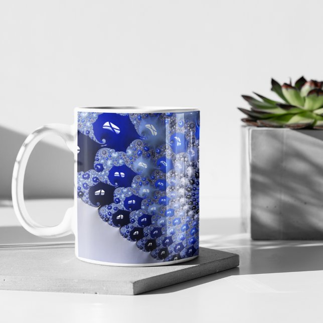 Mug Bulles fractales Ombre Bleu Abstrait (Créateur téléchargé)