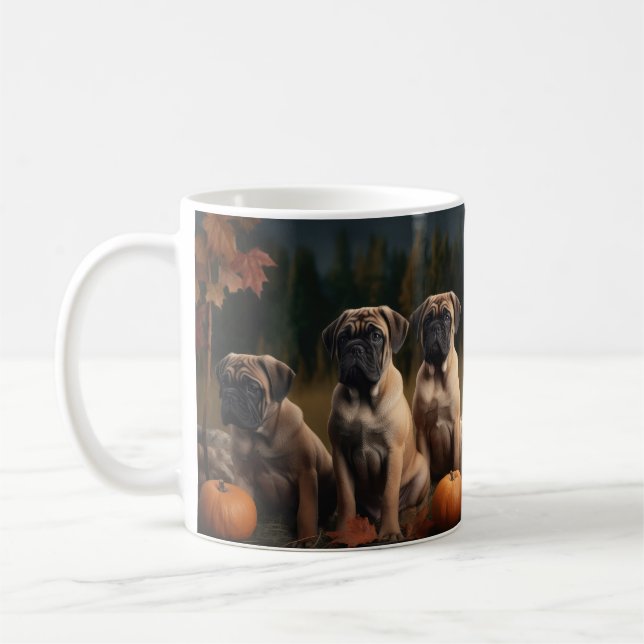Mug Bullmastiff Chiot Automne Citrouille de plaisir (Gauche)