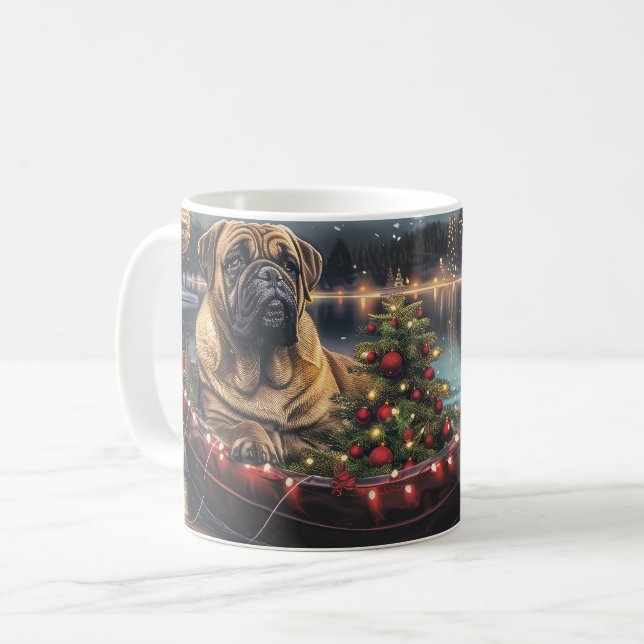 Mug Bullmastiff Noël Festive Voyage (Devant gauche)