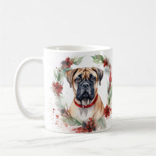 Mug Bullmastiff Noël Wreath Festive Pup