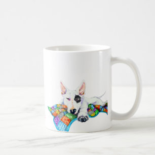 Mug Bullterrier blanc sur la couverture en Patchwork -