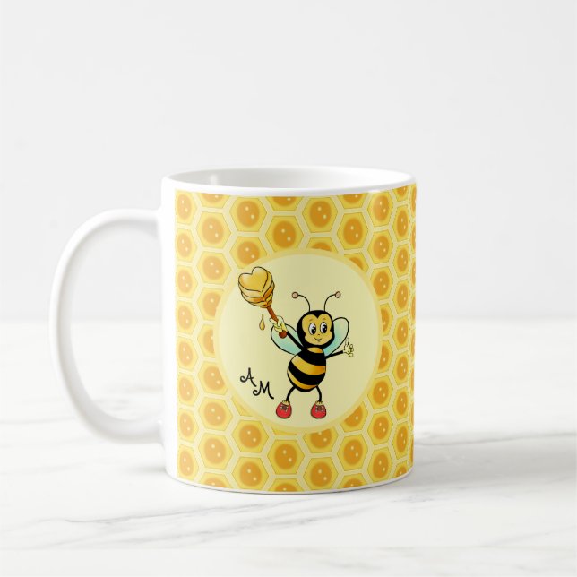 Mug Bumblebee avec coeur et monogramme (Gauche)