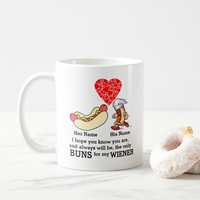 Mug Bungalows Couple modernes et amoureux de vin perso (Avec donut)